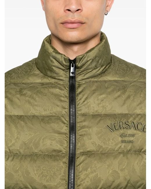 Versace Green Textured Finish Padded Jacket for men