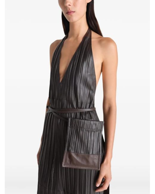 Lemaire White Pleated Leather Apron Dress