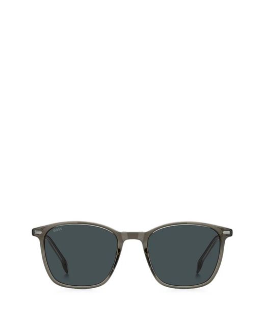 Boss Gray Geometric-Frame Sunglasses for men