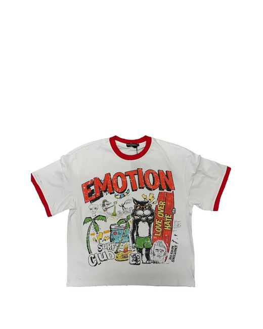 Mixed Emotions White Surf Club Graphic-Print Ringer T-Shirt for men