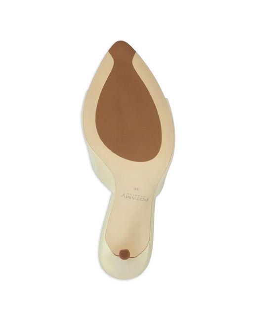 POTAMY White Mules En Cuir À Bout Pointu