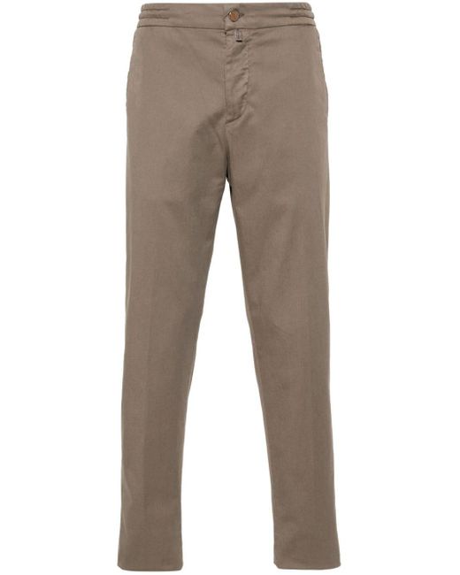 Kiton Gray Drawstring Tapered-Leg Trousers for men