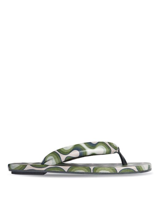 Dries Van Noten Green Abstract-print Leather Sandals for men