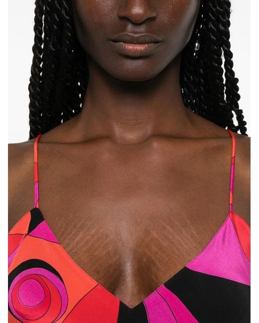 Emilio Pucci Pink Printed Silk Long Dress