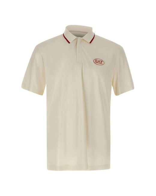 EA7 White Logo-Detail Polo Shirt for men