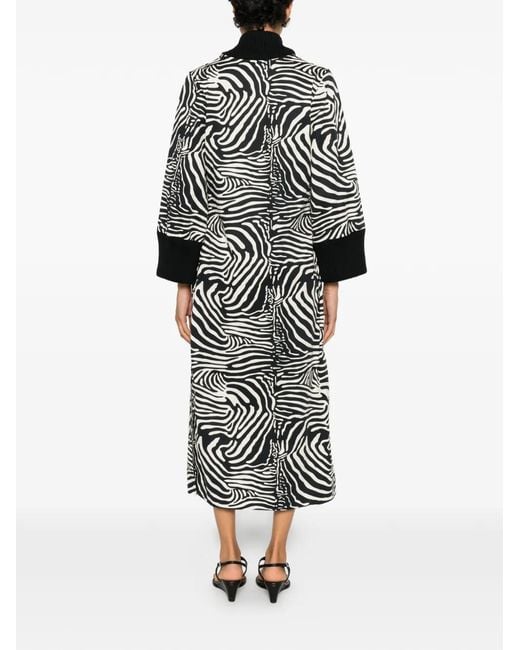 By Malene Birger Black Robe Mi-Longue Moldoa À Imprimé Zèbre