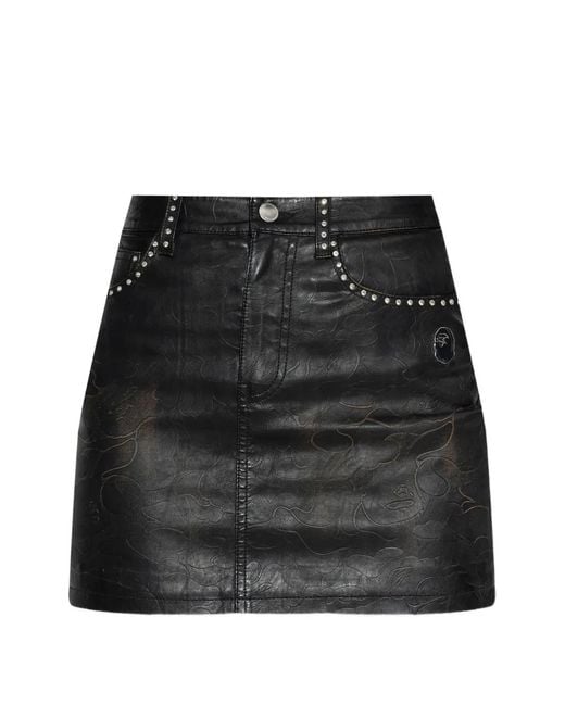 A Bathing Ape Black Studded Mini Skirt