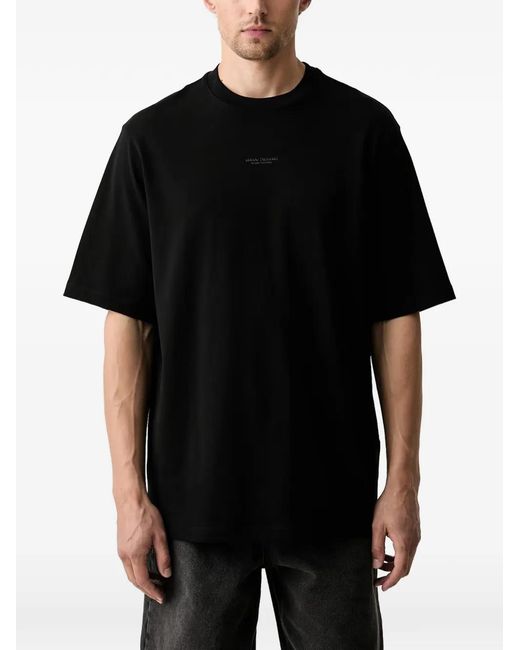 ARMANI EXCHANGE Black Logo-Print T-Shirt for men