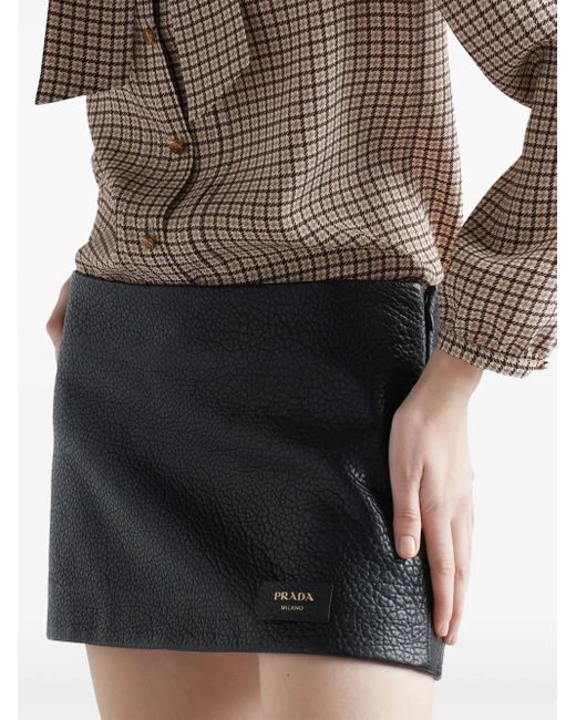 Prada Black Low-Rise Leather Miniskirt