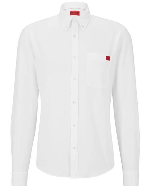 メンズ HUGO ロゴ シャツ White