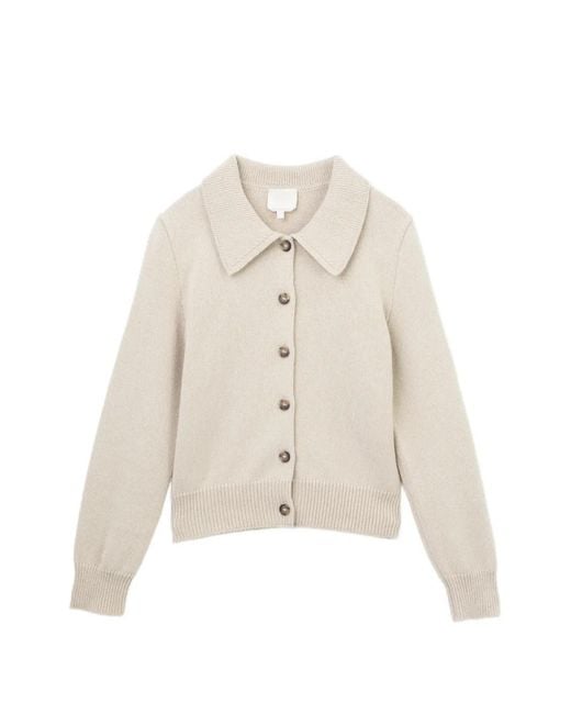 A.P.C. White Cardigan Boutonné À Col Polo