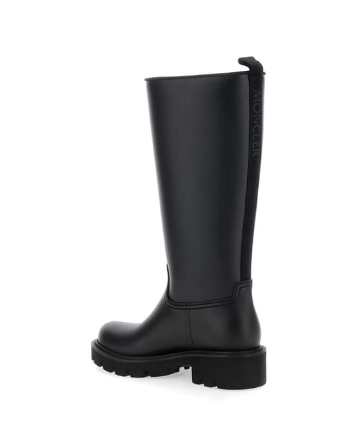 Moncler Black Logo-Patch Slip-On Boots