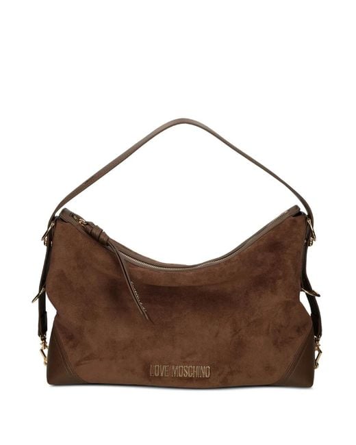 Love Moschino Brown Logo-Appliqué Shoulder Bag