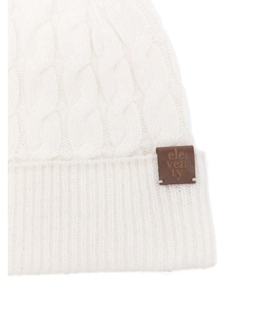 Eleventy White Cable-Knit Beanie Hat for men