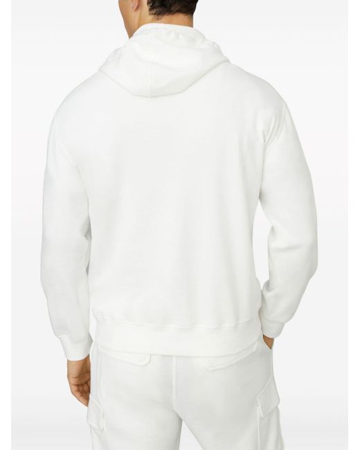 Brunello Cucinelli White Jersey-texture Cotton Blend Hoodie for men