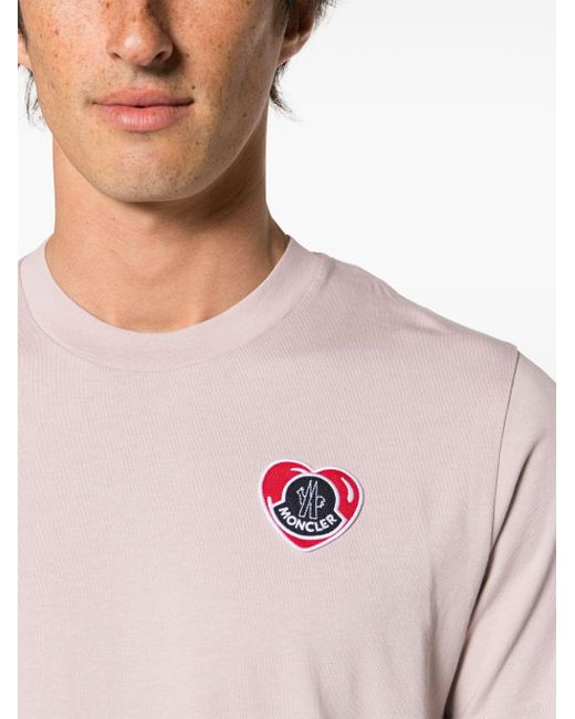 Camiseta con parche del logo Moncler de hombre de color Pink