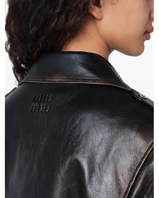 Miu Miu Black Leather Biker Jacket