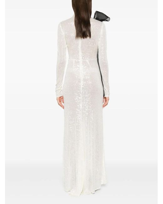 Atu Body Couture White Draped-Detail Maxi Dress
