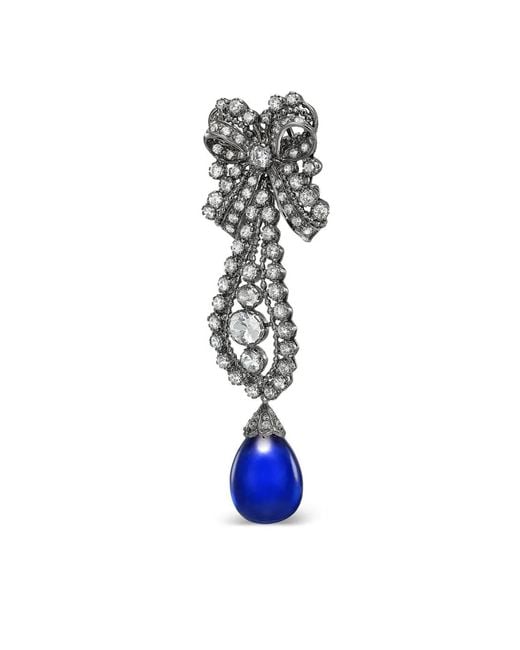 Anabela Chan Blue 14K And Rhodium Vermeil Dentelle Bow Sapphire And Diamond Earrings