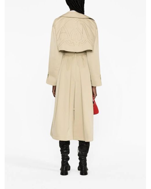 McQueen Natural Cocoon-Sleeved Belted Trench Coat