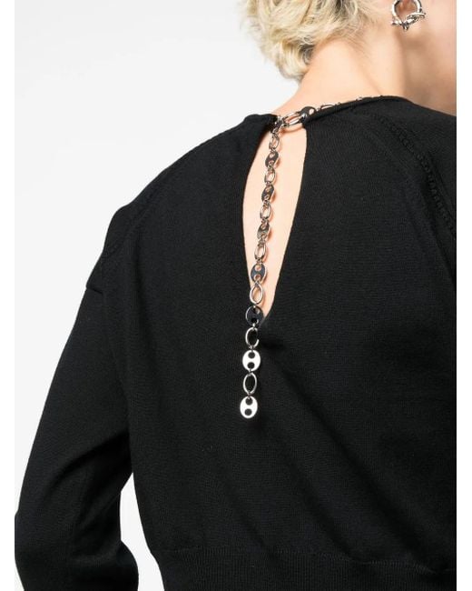 Rabanne Black Chain-Link Neckline Sweater
