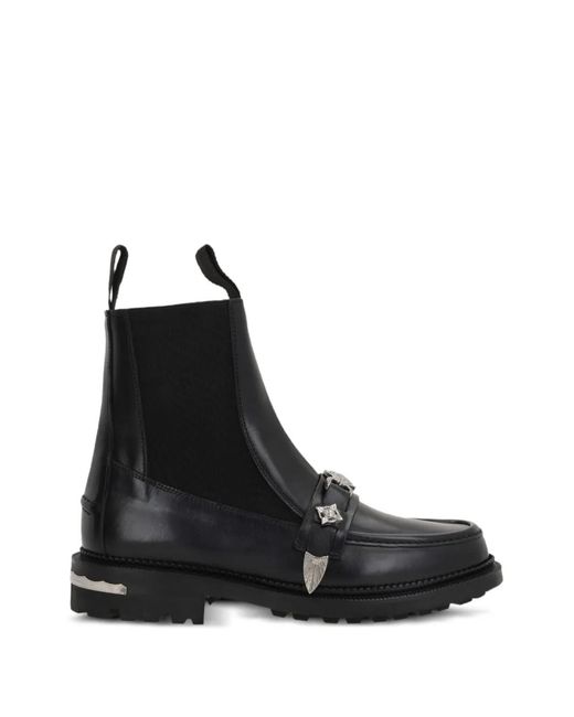 Toga Black Studded-Strap Chelsea Boots