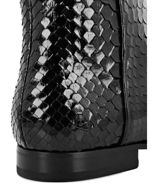 Philipp Plein Black Python Print Boots Lo-Heels Mid for men