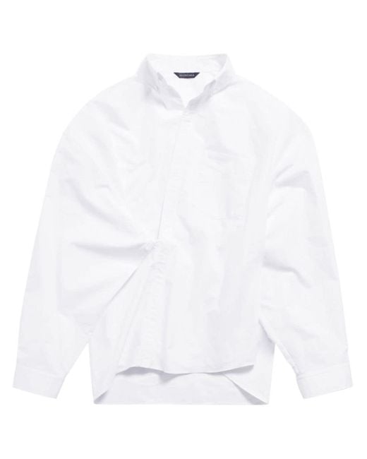 Balenciaga White Oversize Wrap Cotton Shirt
