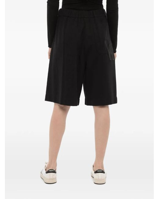 Woolrich Black Logo-Patch Elasticated Shorts