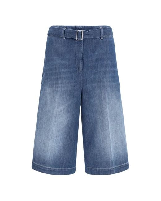 True Royal Blue Belted Knee-Length Shorts
