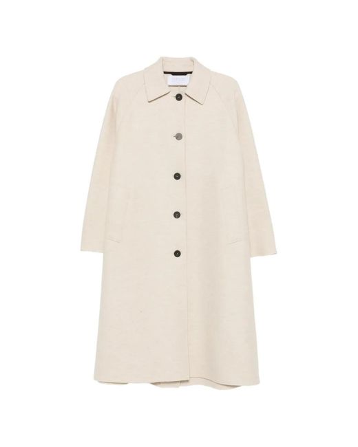 Harris Wharf London White Button-Fastening Raglan-Sleeve Coat