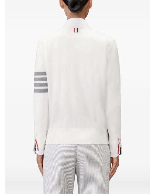 Thom Browne White Four-Bar Merino-Wool Cardigan