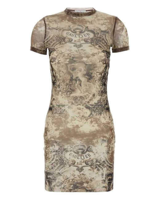 Jean Paul Gaultier プリント ミニドレス Gray