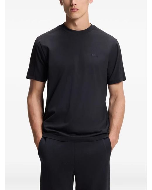 Boss Blue Jacquard-Tape T-Shirt for men