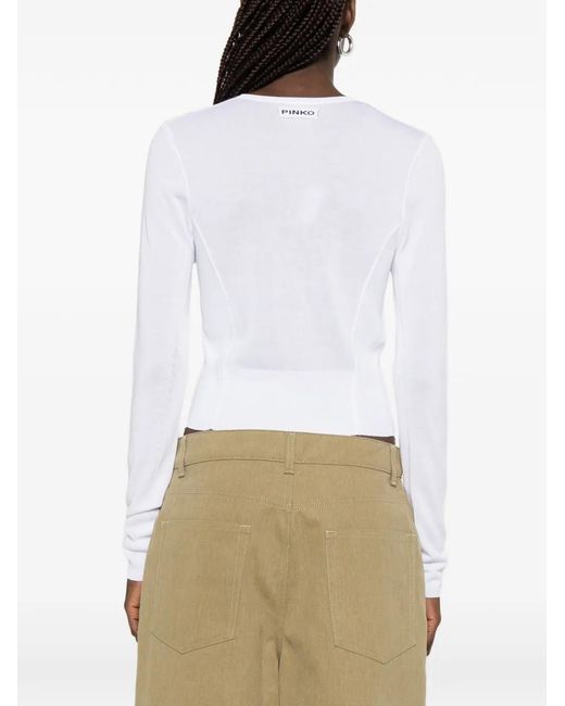 Pinko White Cardigan With Mother-Of-Pearl Buttons