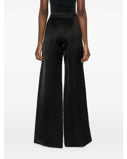 Ralph Lauren Collection Black Satin Wide-leg Trousers