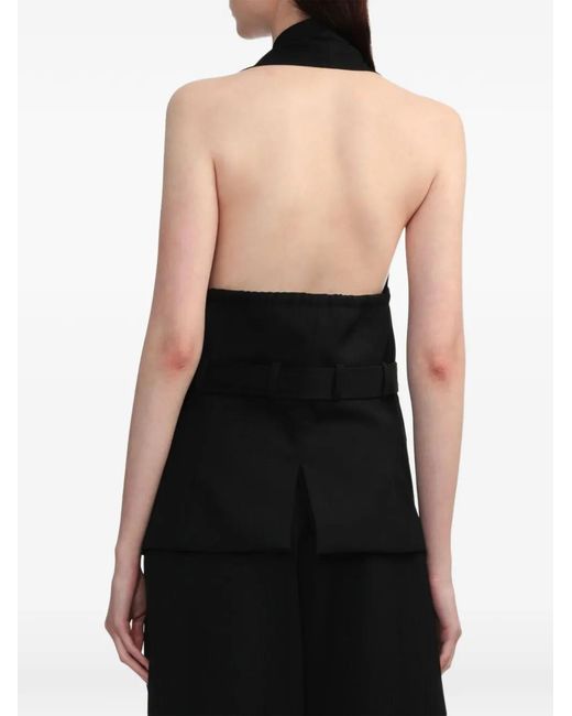 BOTTER Black Zip-Up Halterneck Top