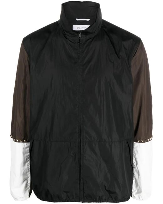 Valentino Garavani Black Rockstud-Embellished Colour-Block Jacket for men
