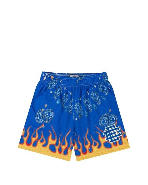 Eric Emanuel Blue Ee Basic Paisley And Flame-Print Basic Shorts for men