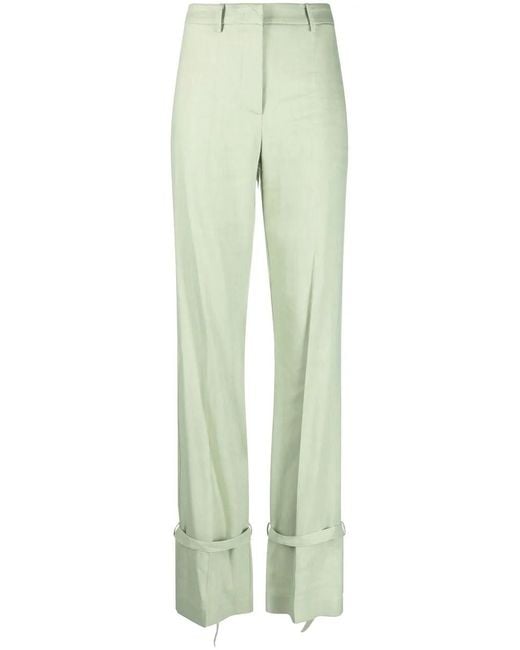 Patrizia Pepe Green Twill Buckled-Ankle Trousers