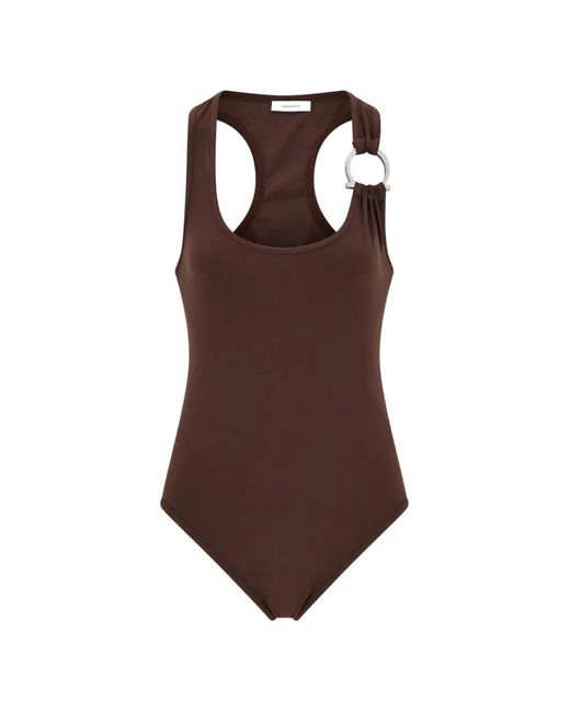 Ferragamo Brown Gancini Full Swimsuit