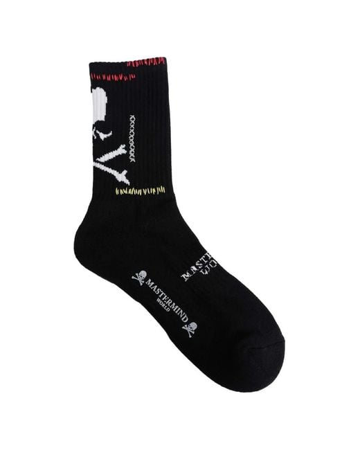 MASTERMIND WORLD Black Skull Intarsia Socks for men