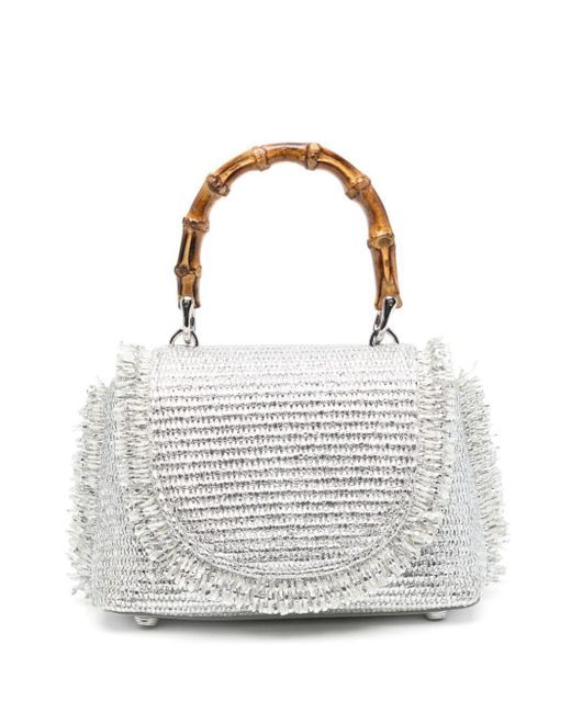 Cult Gaia White Ozzy Frayed-detailing Mini Bag