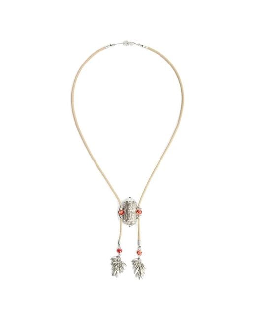 Isabel Marant White Janis Engraved Pendant Necklace