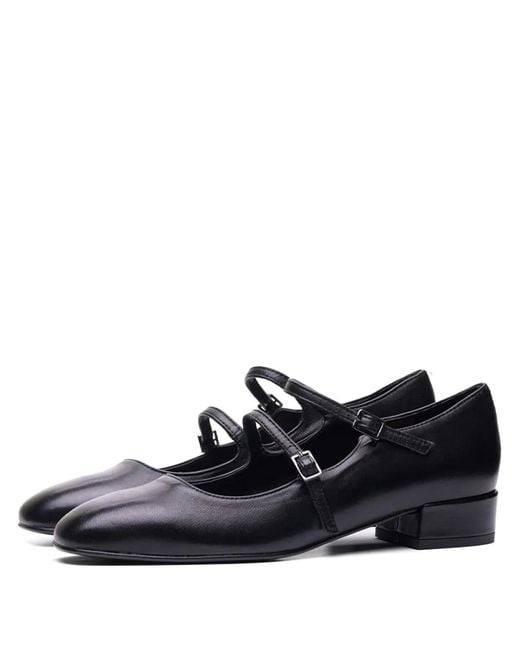 Poche Paris Black Strap-Buckle Pumps