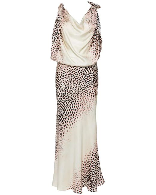 Roberto Cavalli Zijden Jurk Met Luipaardprint in het White