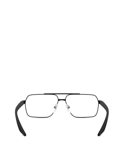 Prada Linea Rossa Black Rectangle-Frame Glasses