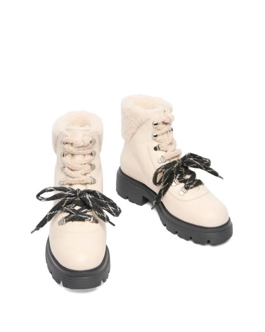 Stuart Weitzman Natural Hudson Lite Lace-Up Boots