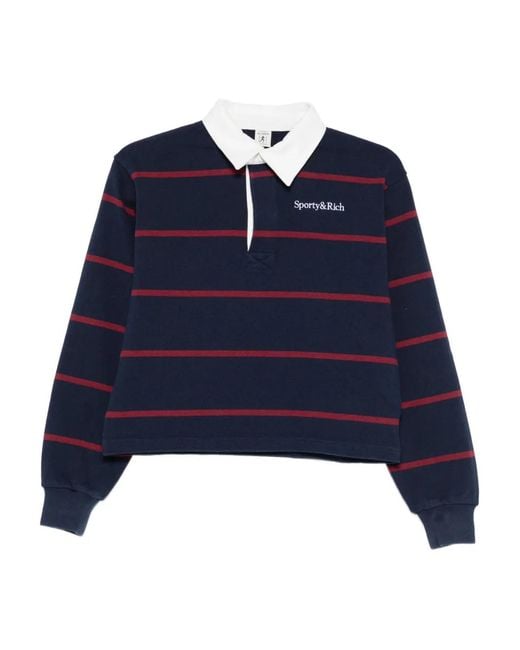 Sporty & Rich Blue Striped Polo Top