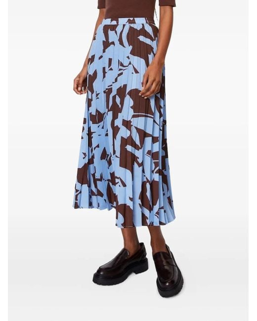 Marc O' Polo Blue Abstract-Print Pleated Skirt